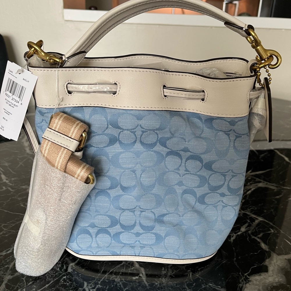 Coach Blue and Cream Signature Bag